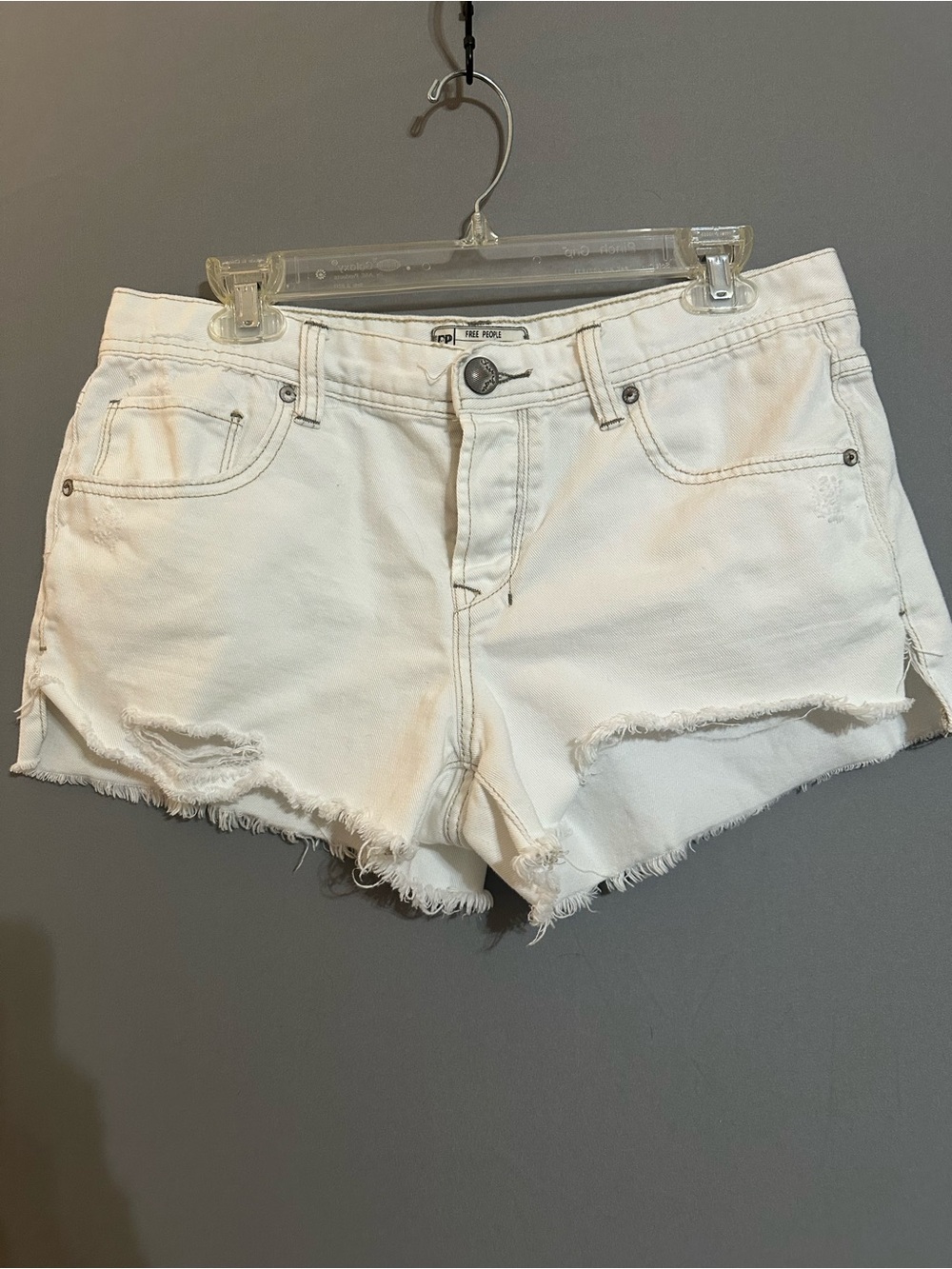 Free People White Distressed Denim Cutoff Shorts
